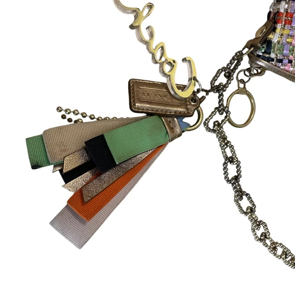 Vintage Coach Multi Ribbon‎ & Woven Threaded & Chain Clutch Purse